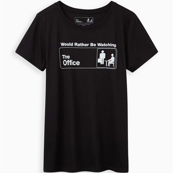 Torrid Size 2X 18-20 Black Slim Fit Crew Tee Would Rather Be Watching The Office - Picture 1 of 4